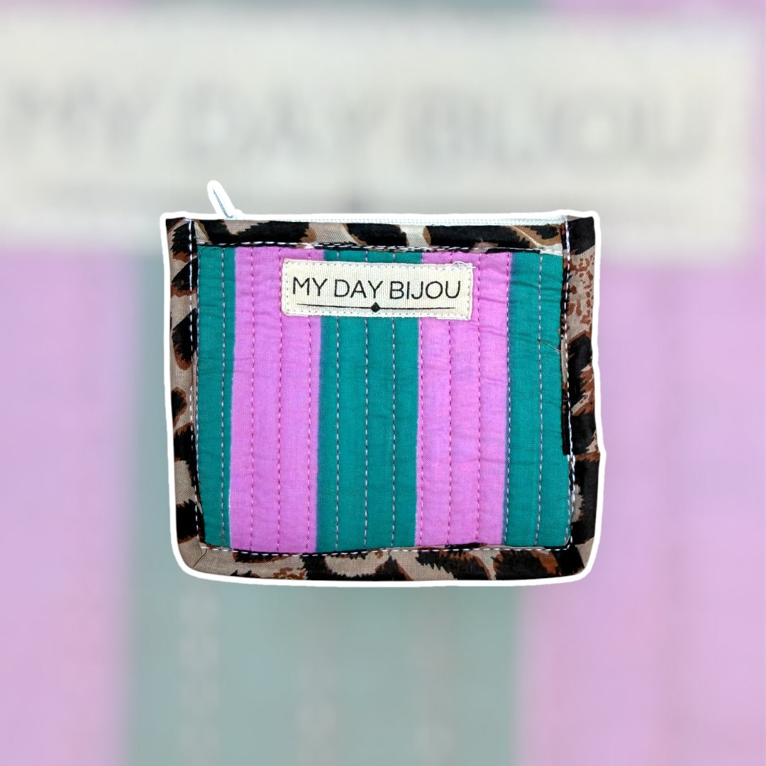 Portemonneetje Safari chic Groen/Roze