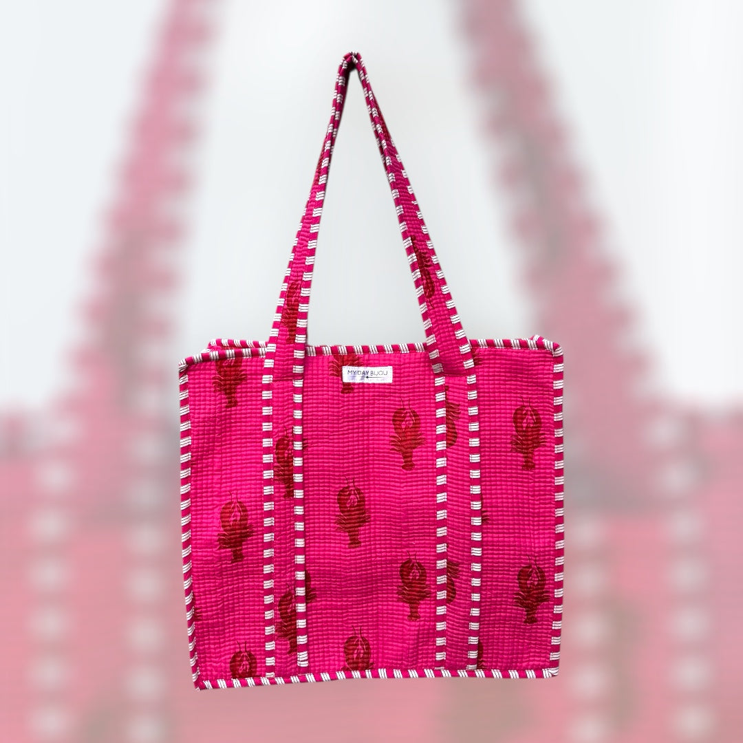 Tote with zipp Lola pink-red