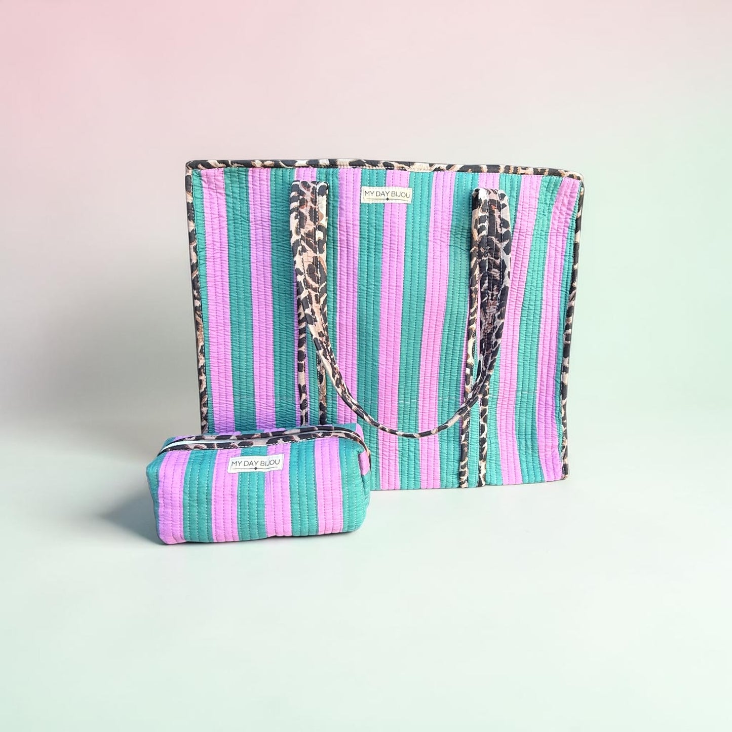 Totebag Safari Chic groen/roze