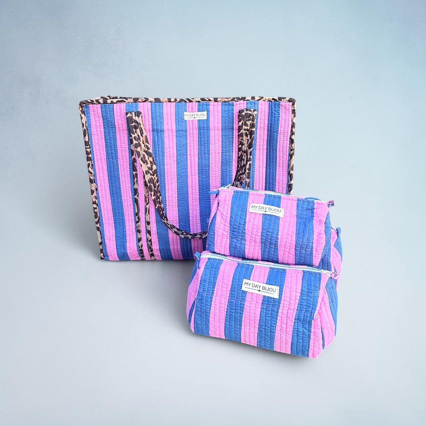 Totebag Safari Chic blauw/roze