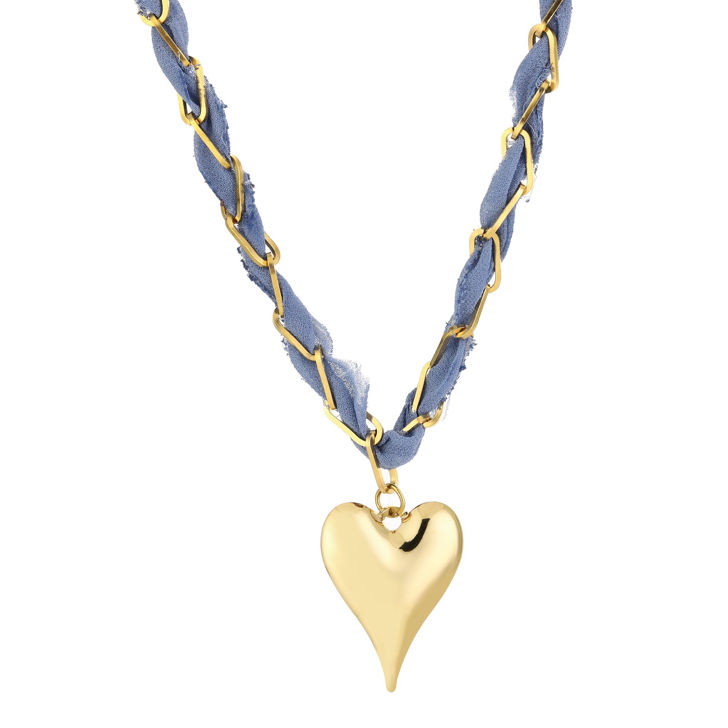 Stof/Steel ketting HART, Light blue