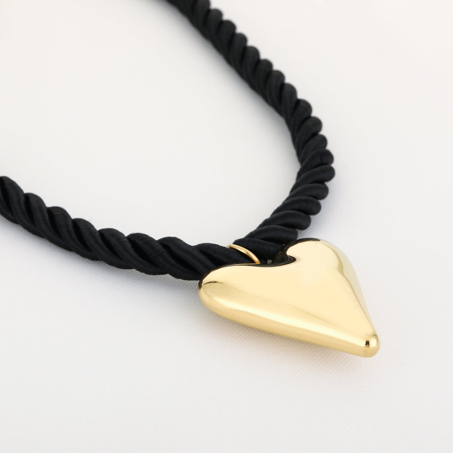 Touw ketting hart, Zwart