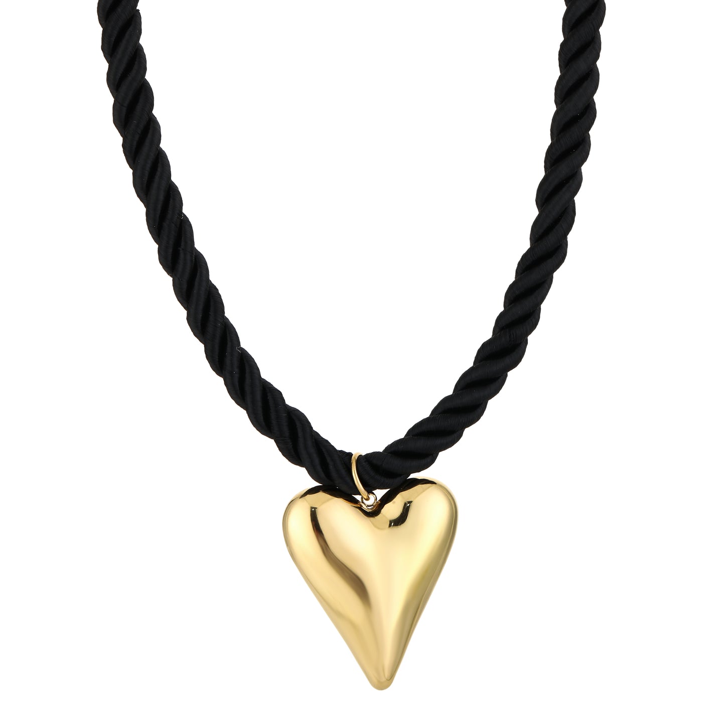 Touw ketting hart, Zwart