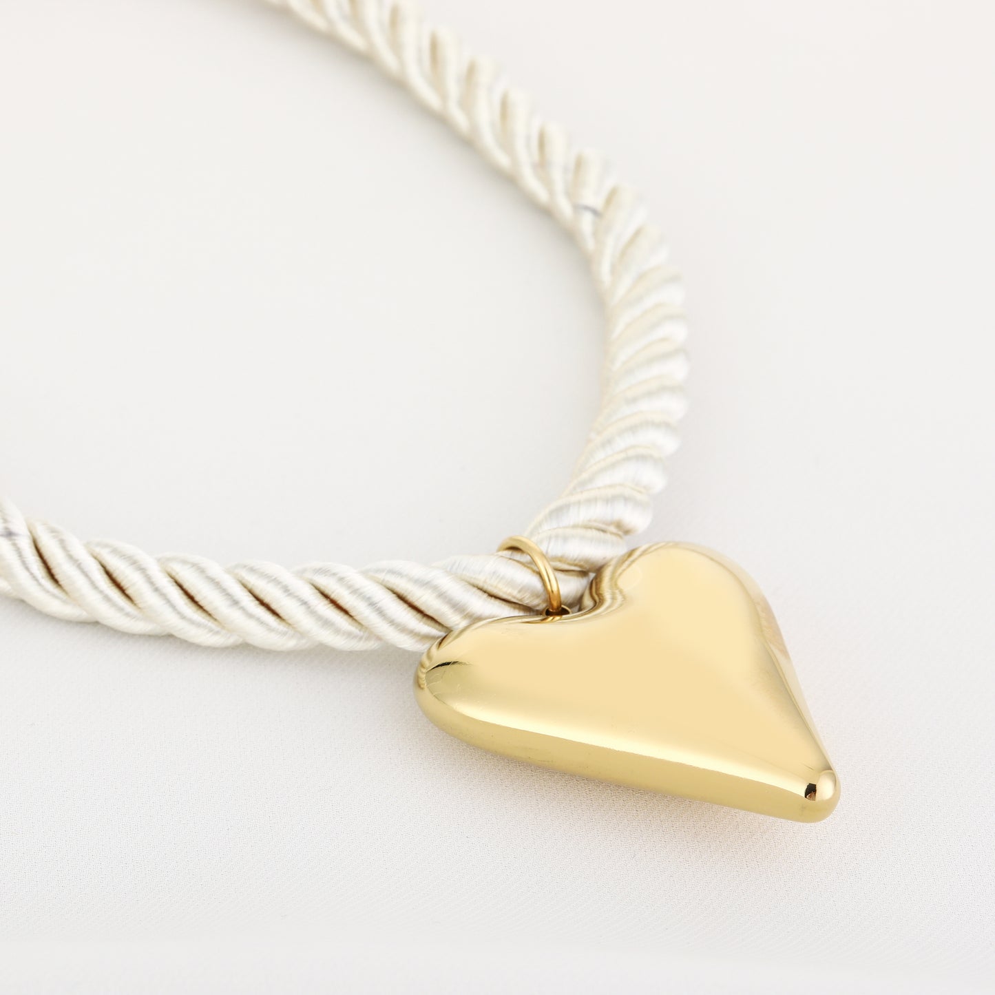Touw ketting hart, Beige