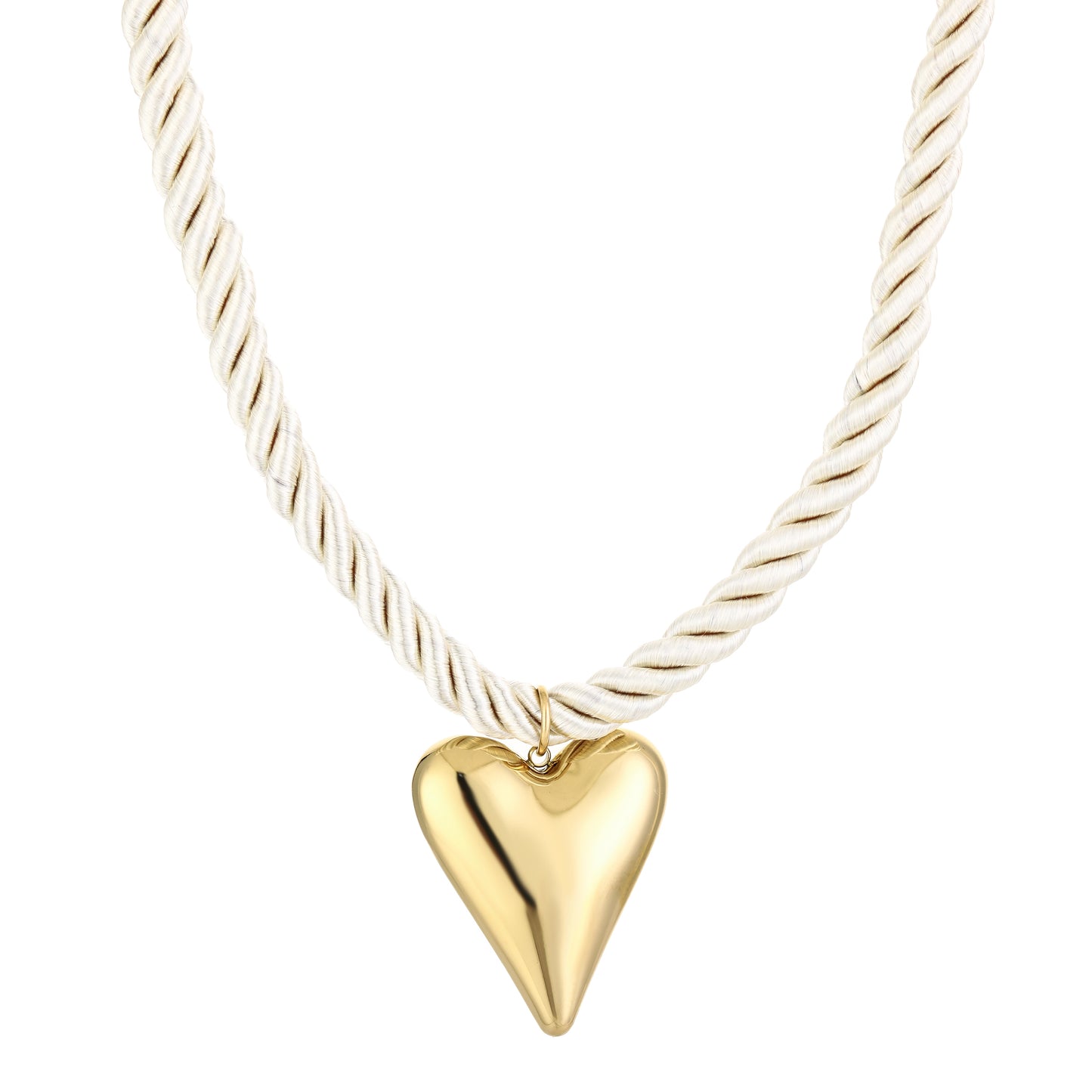 Touw ketting hart, Beige