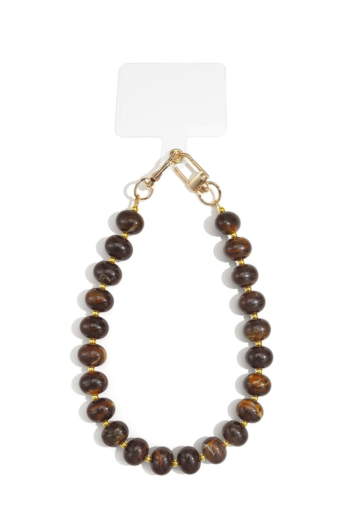 Telefoon koord acryl ronde steen - Donker Bruin