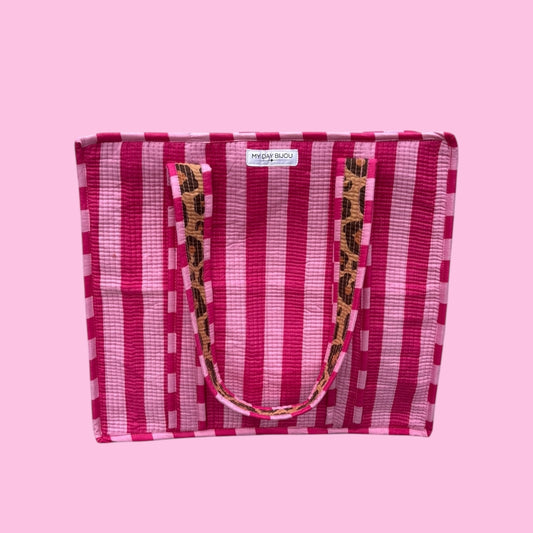 Tote with zipp loesje pink/pink with caramel Leopard