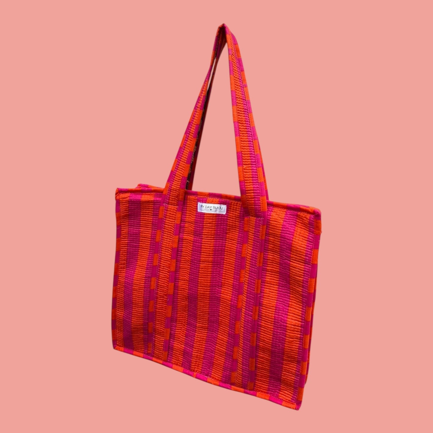 Tote with zipp loesje orange/pink with caramel Leopard