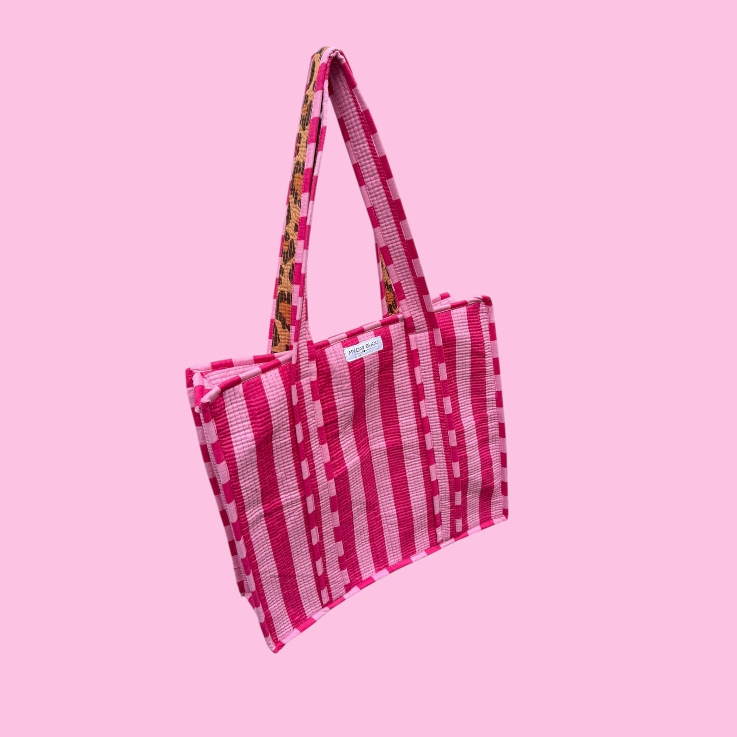Tote with zipp loesje pink/pink with caramel Leopard