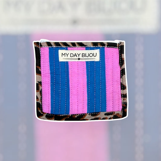 Portemonneetje Safari chic Blauw/Roze