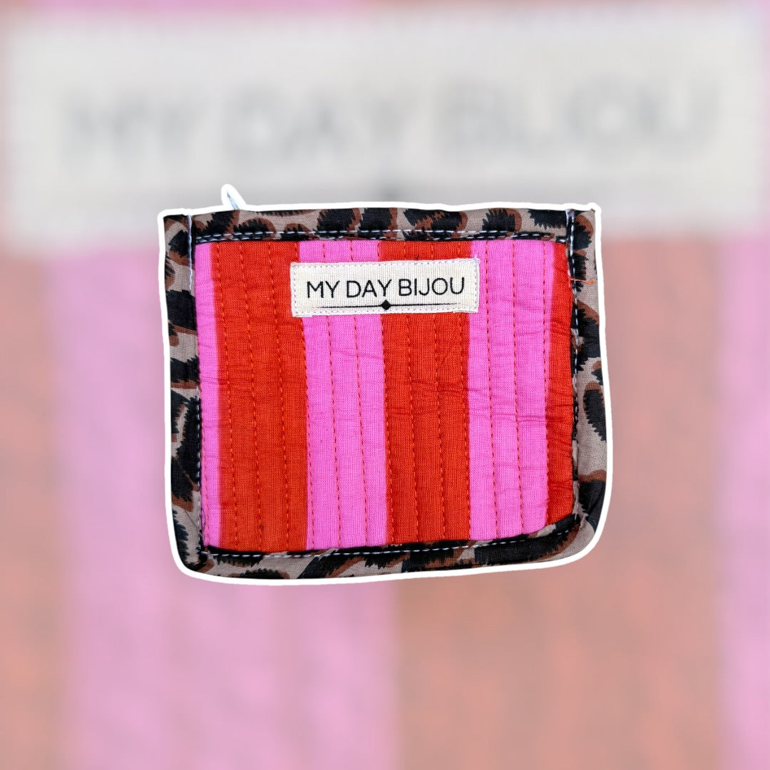 Portemonneetje Safari chic Oranje/Roze neon