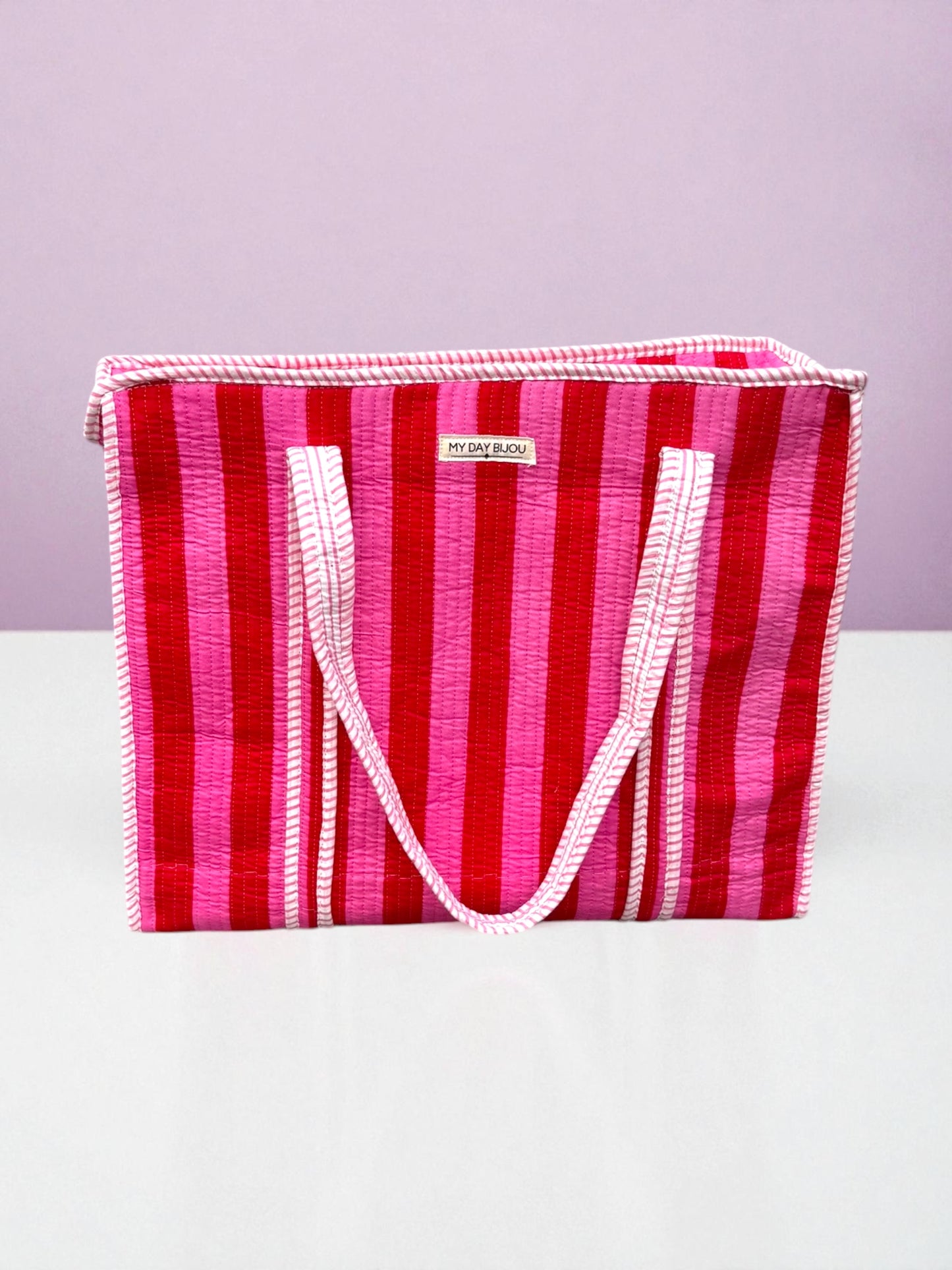 Tote with zipp Loesje red-pink
