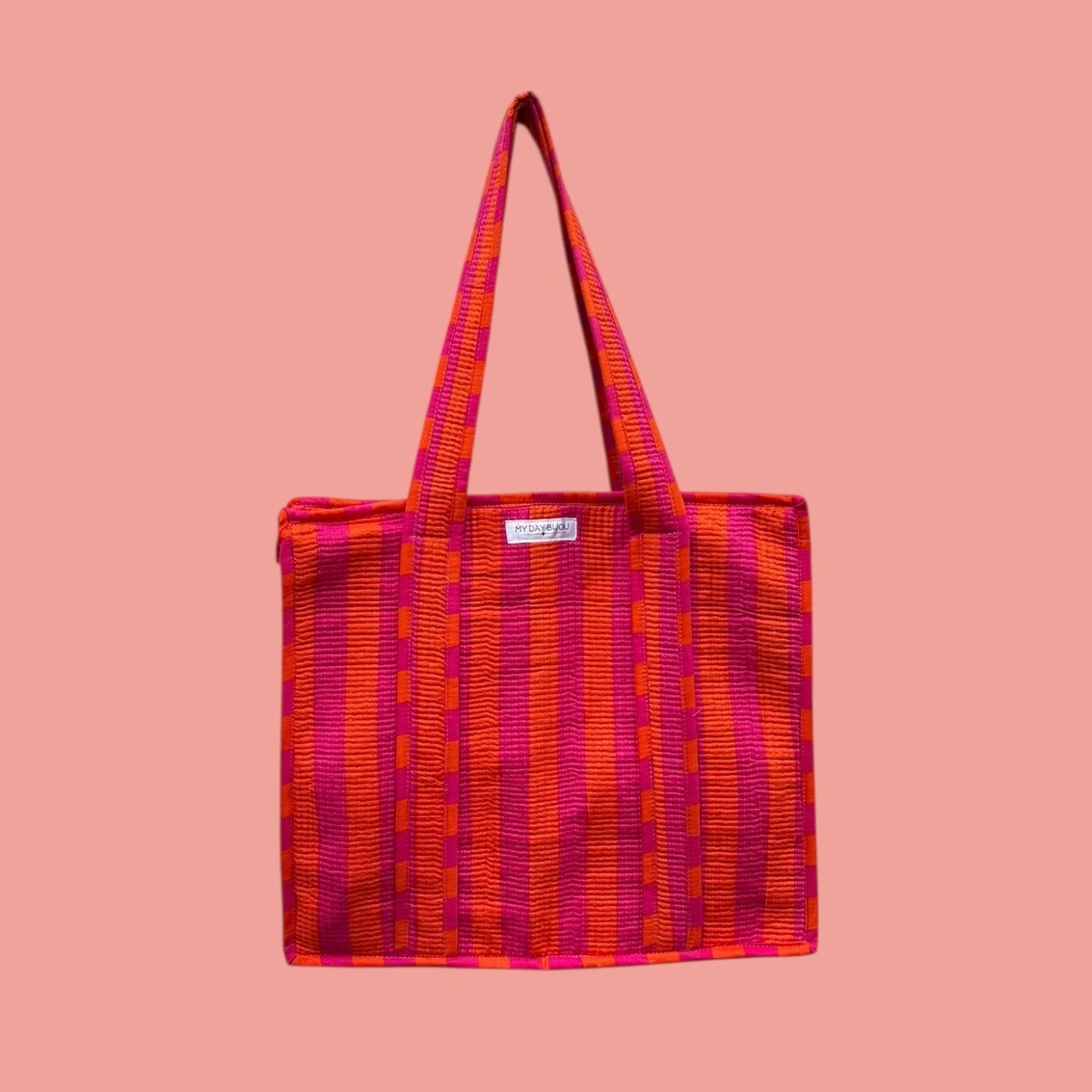 Tote with zipp loesje orange/pink with caramel Leopard