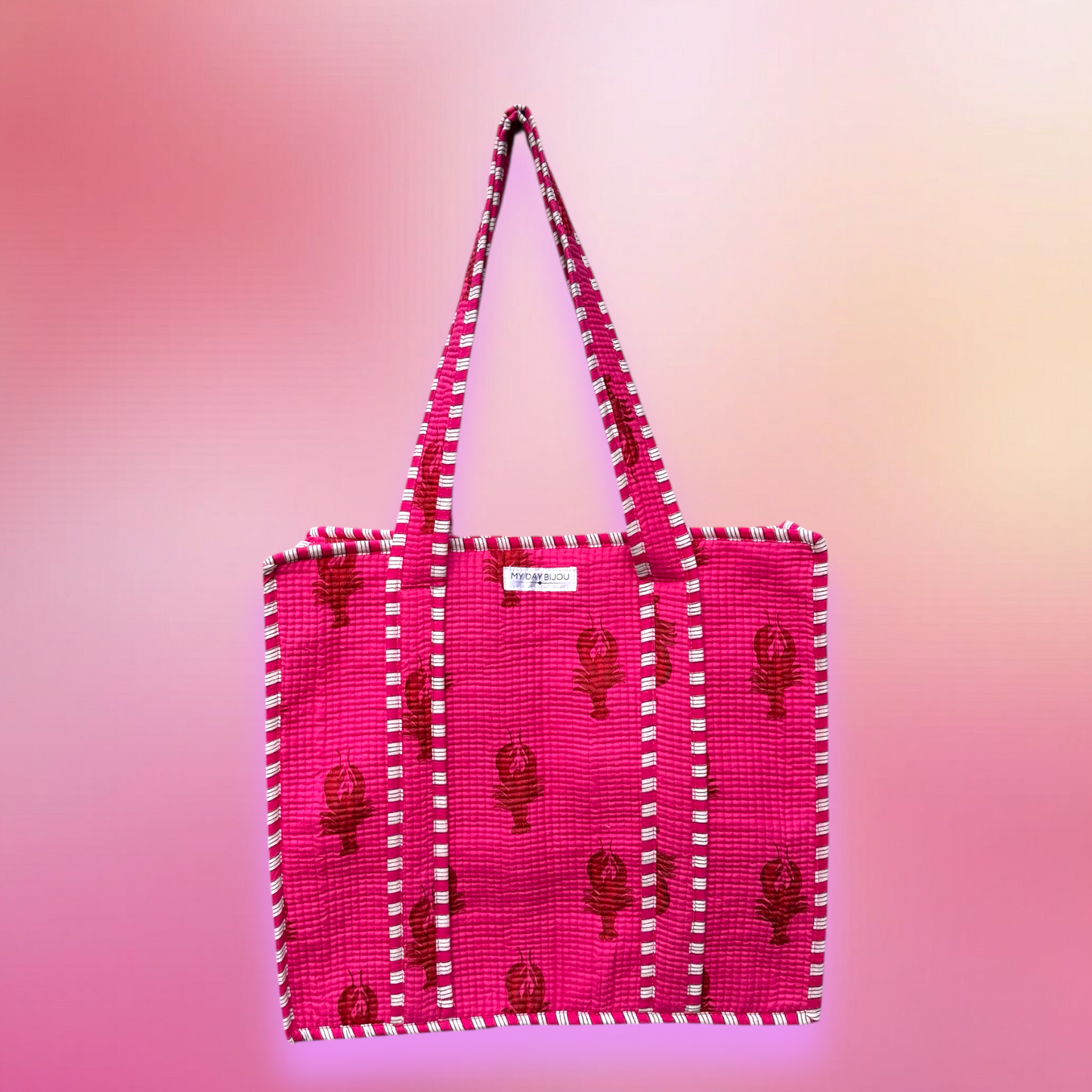 Tote with zipp Lola pink-red