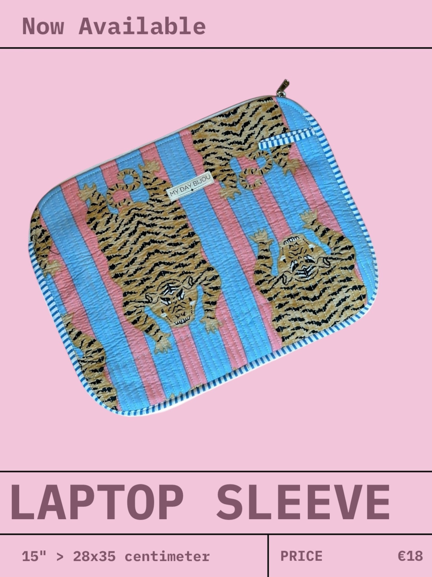 Laptophoes 15" tiger Baby Blue/pink