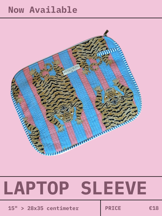 Laptophoes 15" tiger Baby Blue/pink