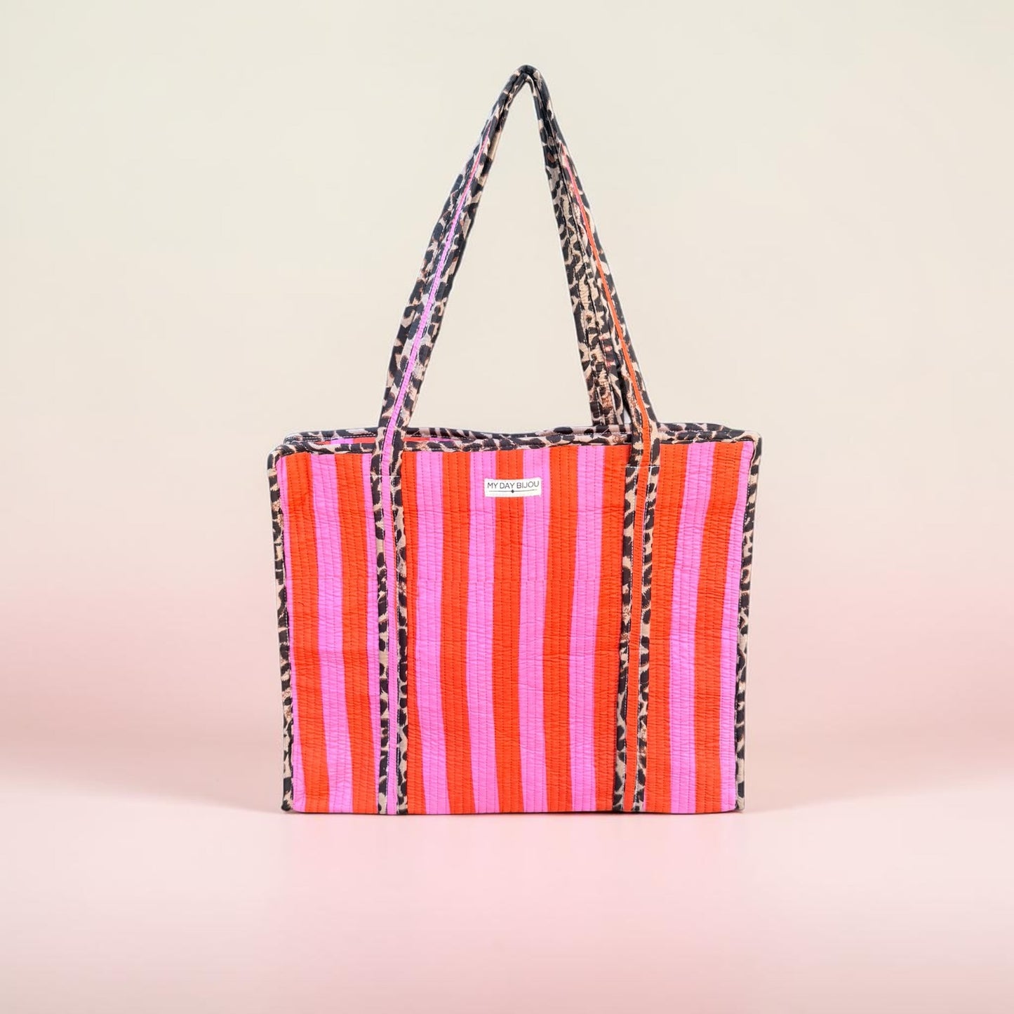 Totebag Safari Chic oranje/roze neon