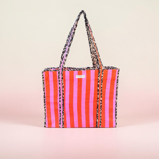 Totebag Safari Chic oranje/roze neon