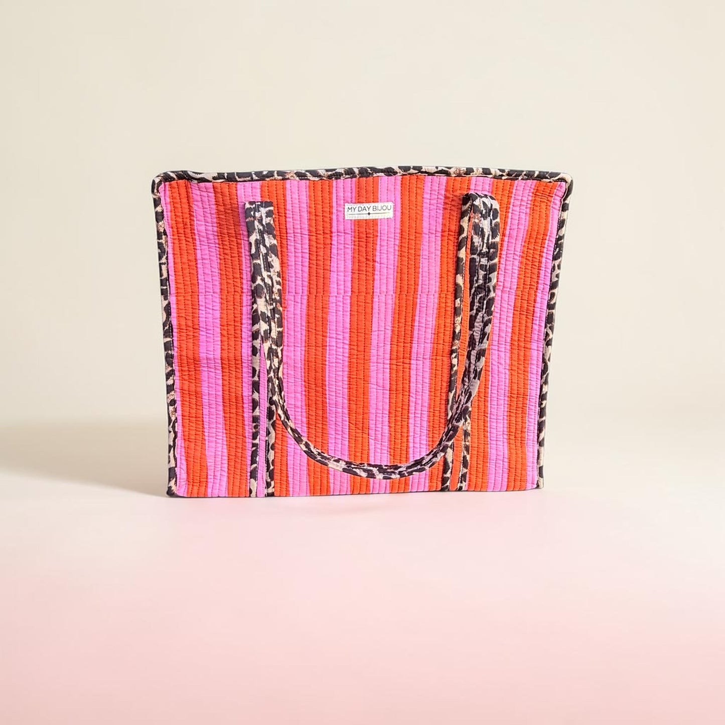 Totebag Safari Chic oranje/roze neon