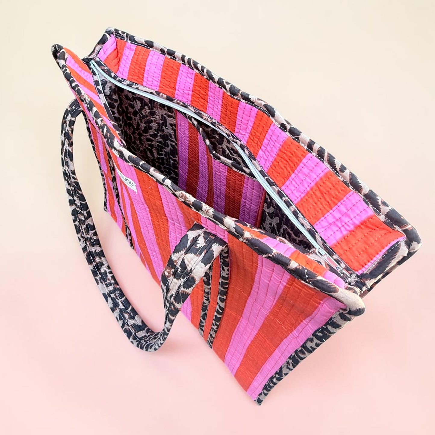 Totebag Safari Chic oranje/roze neon
