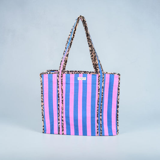 Totebag Safari Chic blauw/roze