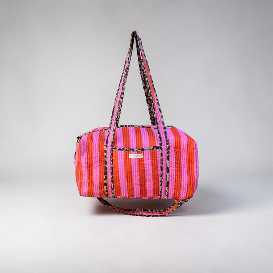 Weekendtas Safari Chic oranje/roze neon