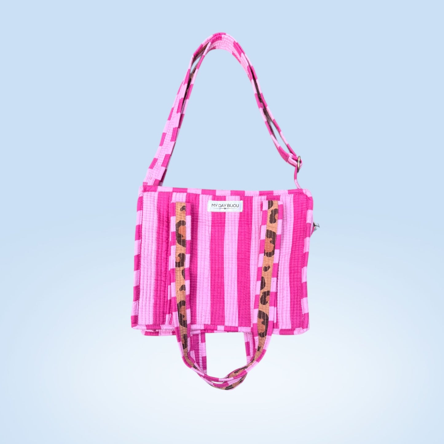 Tina Tote bag loesje pink/pink with caramel Leopard