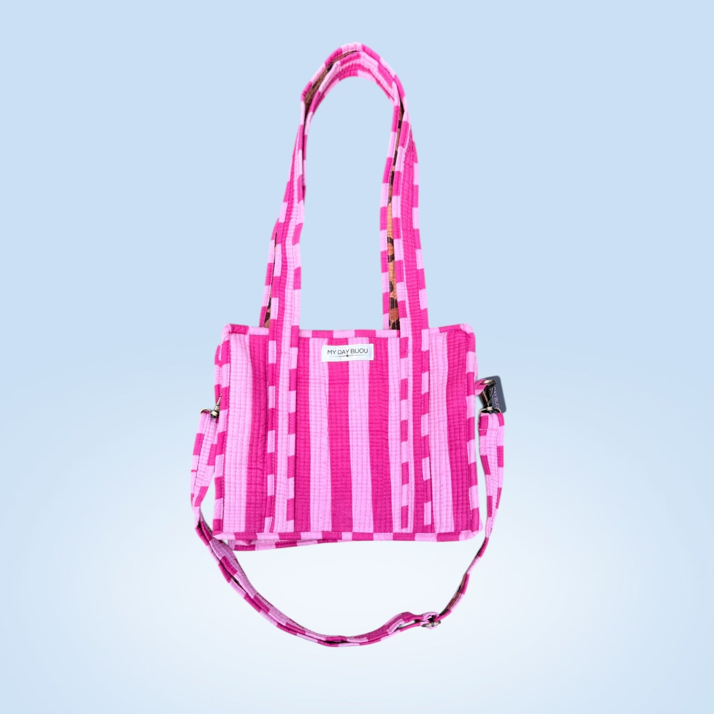 Tina Tote bag loesje pink/pink with caramel Leopard