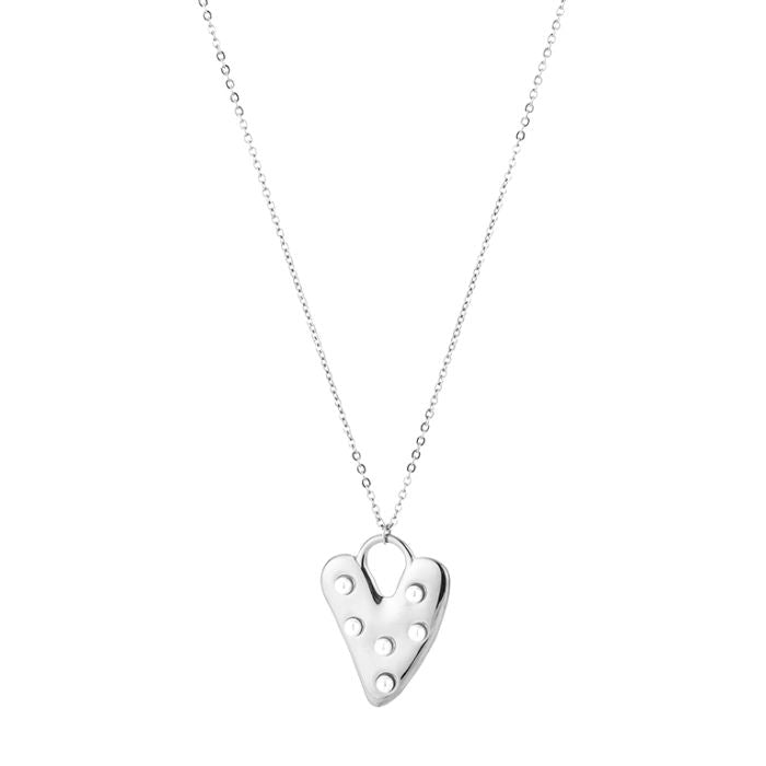 Pearl Heart big - Lange ketting zilver