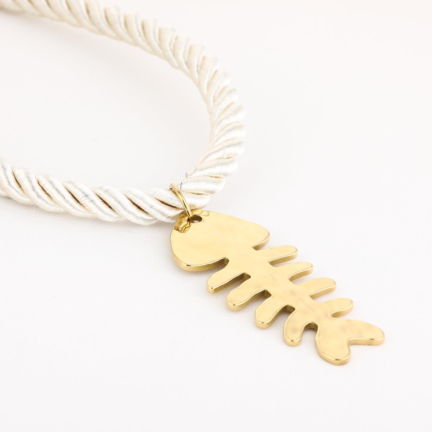 Touw ketting visgraat, Beige