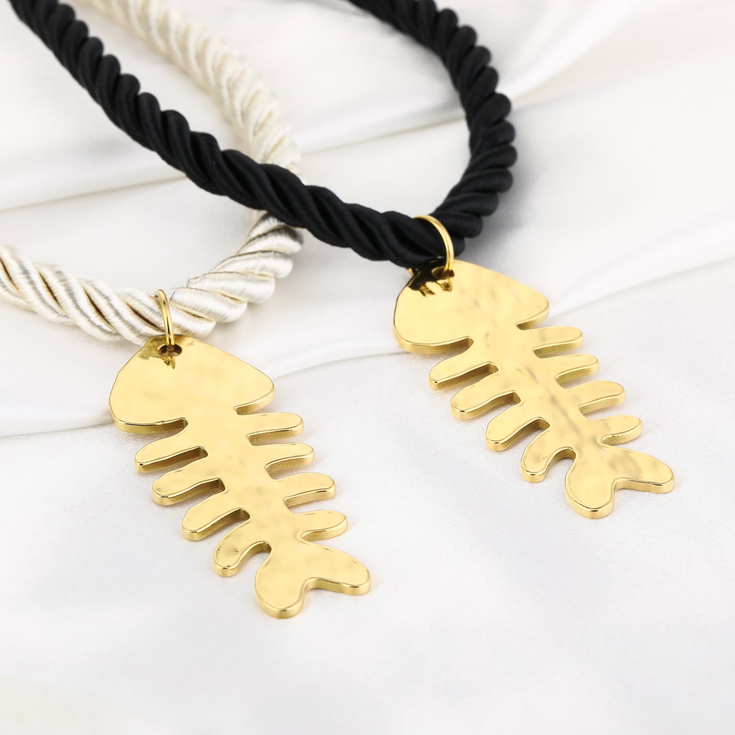 Touw ketting visgraat, Beige