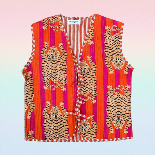 Gilet tiger orange/pink