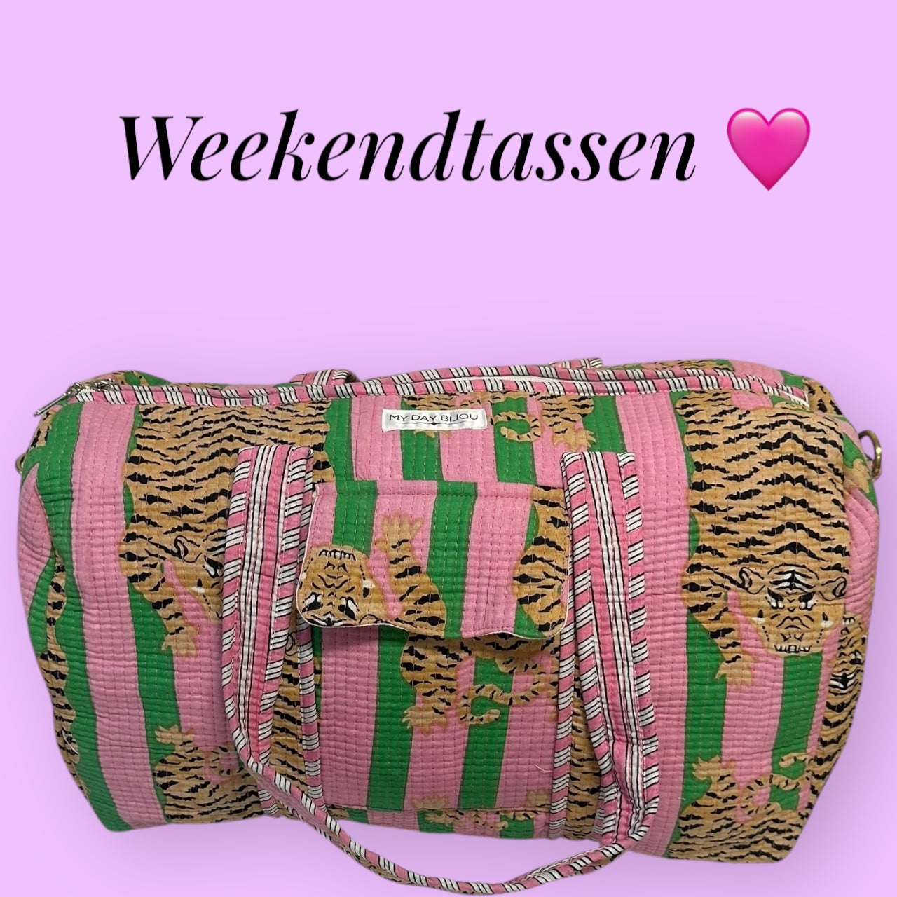 Weekendtas tiger Pink/green