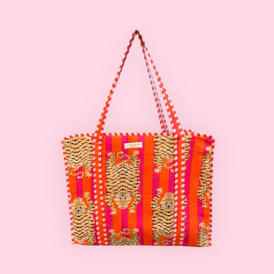 Tote with zipp Tiger orange/pink