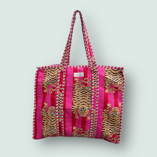 Tote with zipp Tiger hot pink/pink