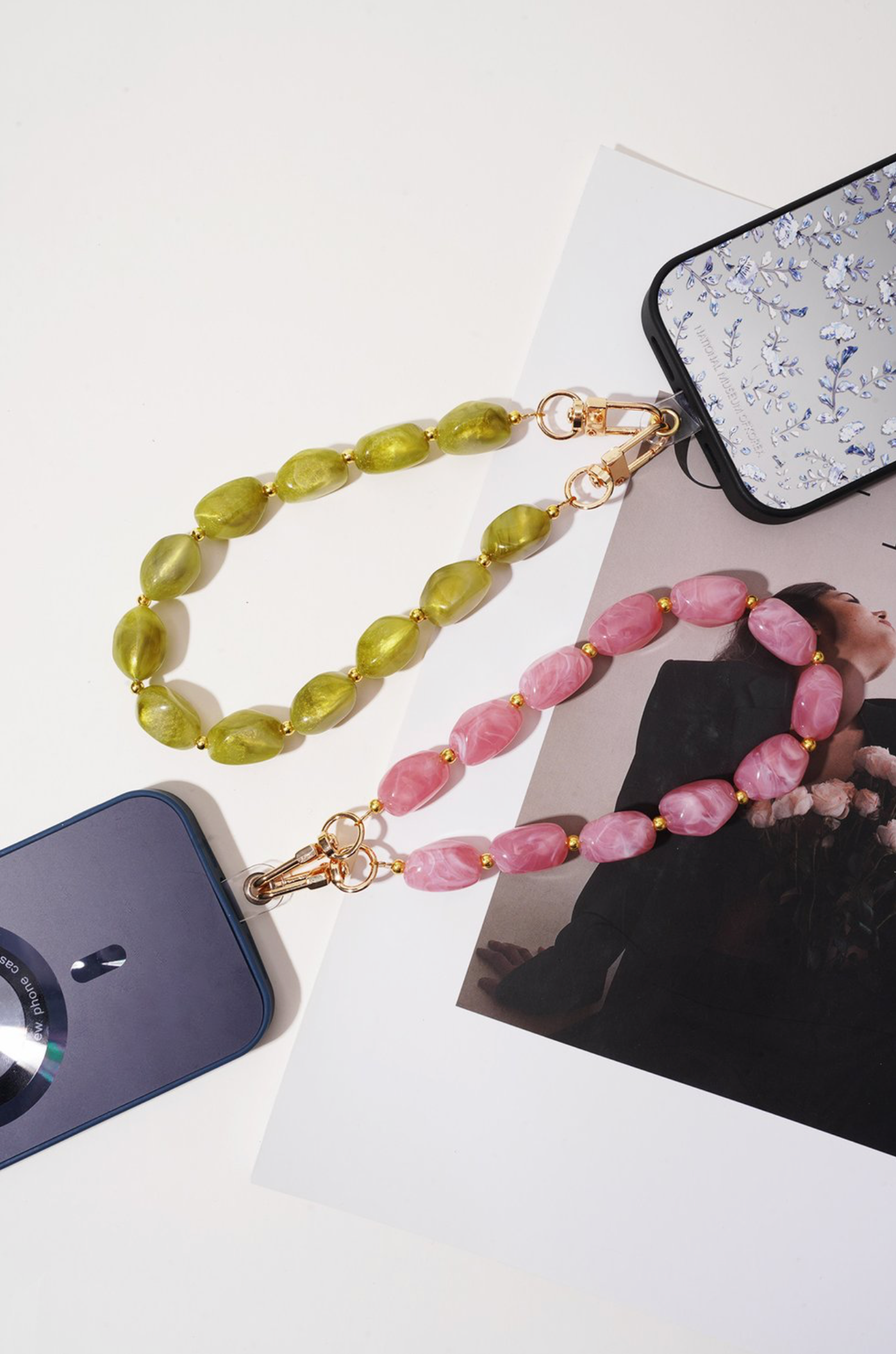 Telefoon koord acryl steen - Lime