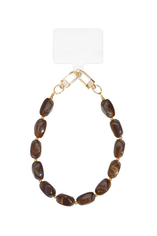 Telefoon koord acryl steen - Donker bruin