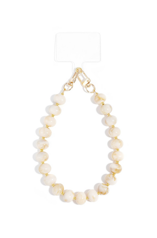 Telefoon koord acryl ronde steen - Gebroken wit