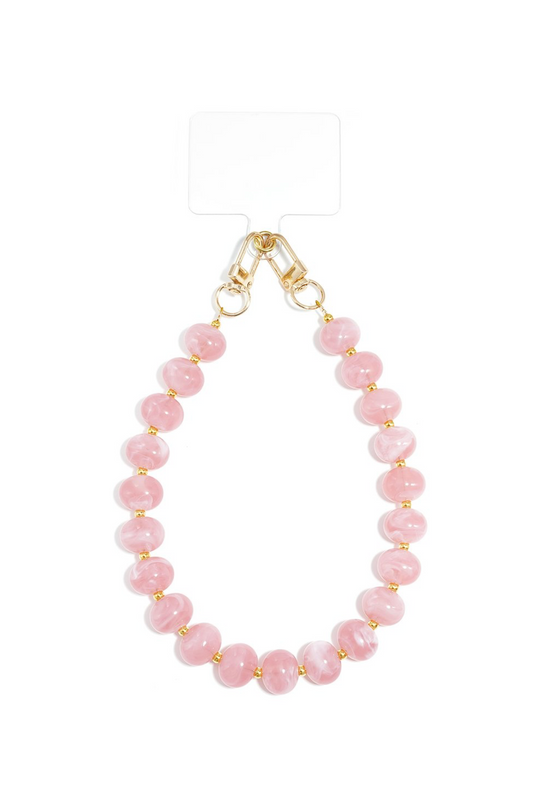 Telefoon koord acryl ronde steen - Diep roze