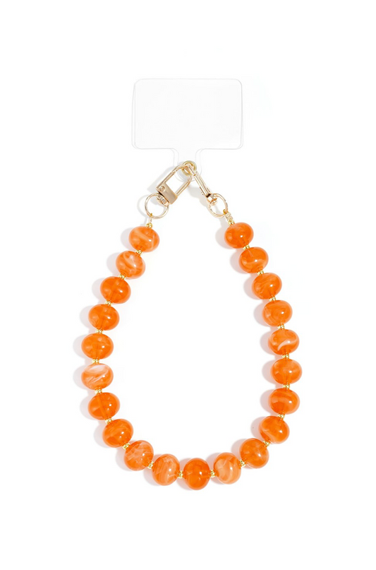 Telefoon koord acryl ronde steen - Oranje