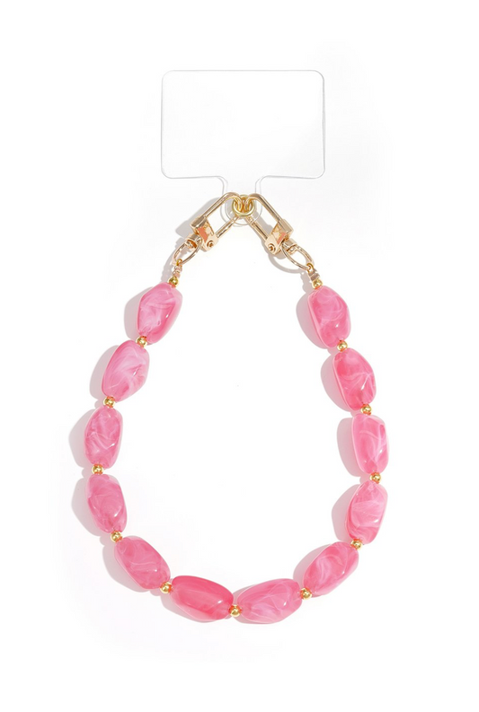 Telefoon koord acryl steen - Roze