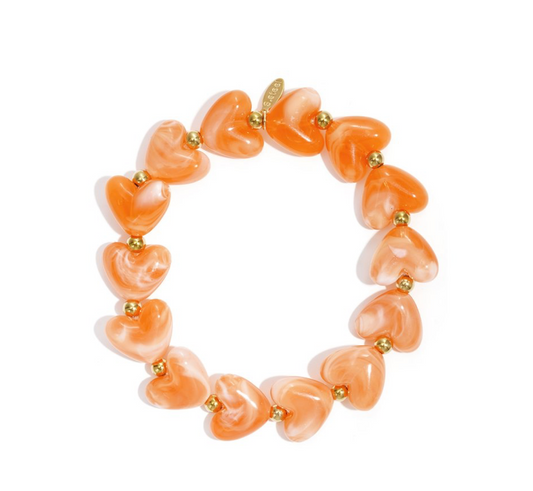 Elastic heart beaded bracelet - Orange