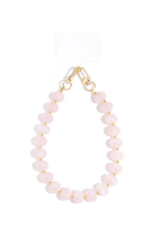 Telefoon koord acryl ronde steen - Roze